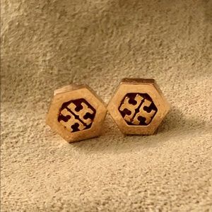Tory Burch Rose Gold hexagon earrings